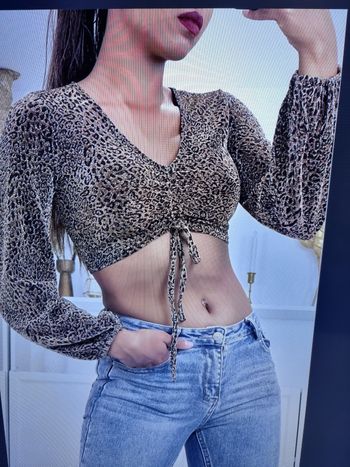 Crock top léopard doré manche longue