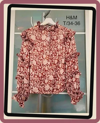 Magnifique blouse imprimée florale à volants neuve H&M T/34-36