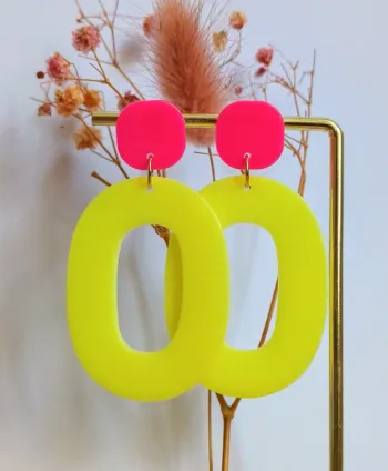 Boucles d'oreilles pendantes ovales fluo