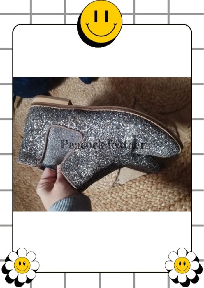 Bottines paillettes argentées Zara 36 - photo numéro 3