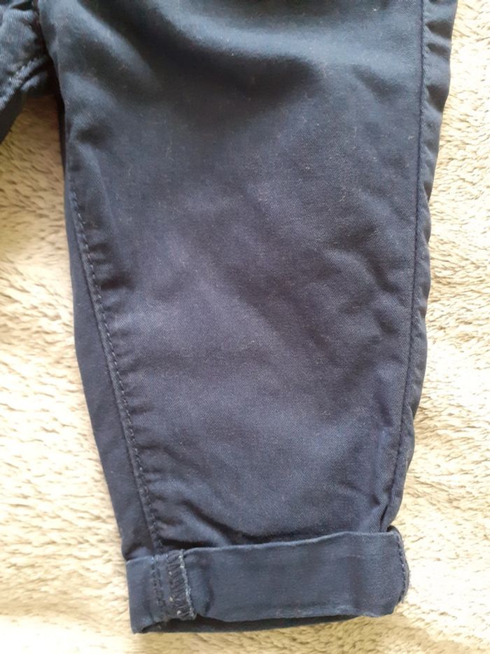 Pantalon fille bleu 6 mois broderies nœuds - photo numéro 4