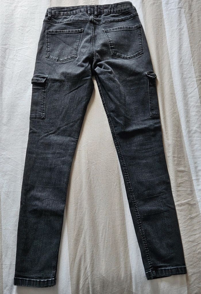 jean 4 boutons skinny Liberto taille haute délavée gris et noir taille 38 - photo numéro 2