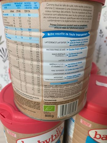 Lot de 2 boîtes de lait Babybio Primea Croissance neuve 3 eme âge 