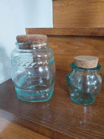 Pots en verre épais bouchon liège vintage