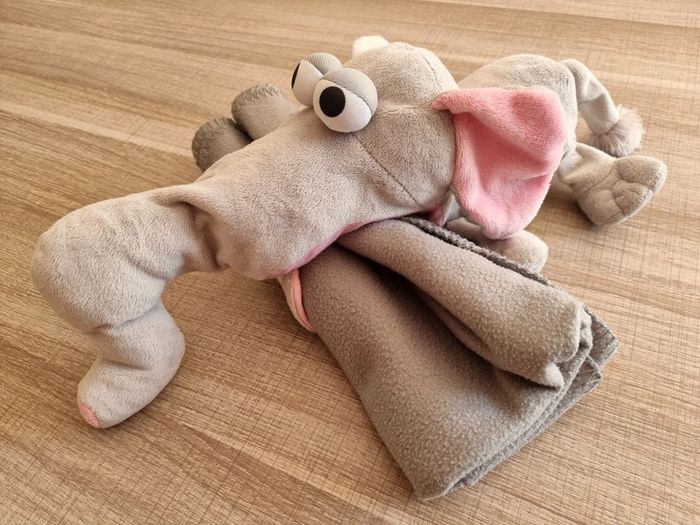 Doudou éléphant avec plaid - photo numéro 2