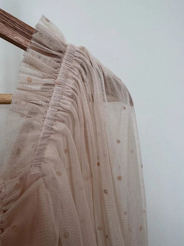 Top court à volants en tulle rose poudré M H&M - photo numéro 4