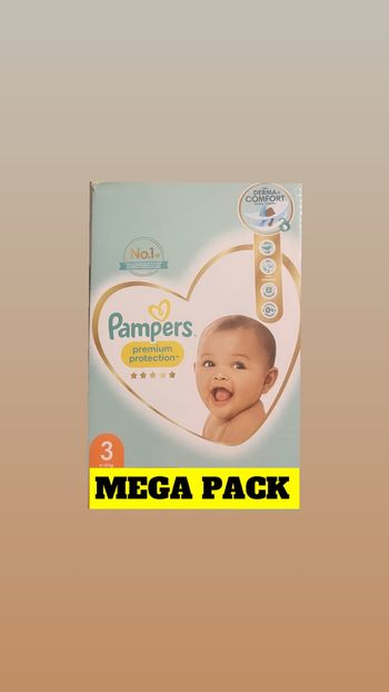 🍼 Pampers Premium Protection Taille 3 – Méga Pack 🧡