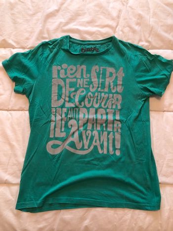 T-shirt message proverbe Bizzbee bleu vert taille S