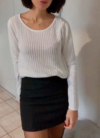 Top en crochet ajouré blanc Monoprix taille 1 - neuf
