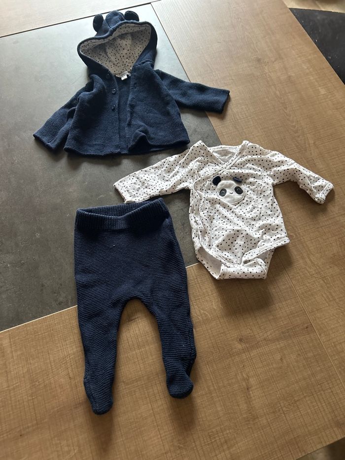Ensemble 3 pièces en point mousse bébé taille 3 mois Verbaudet