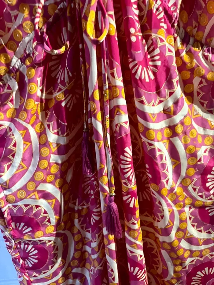 Robe longue d'été rose orange taille unique - photo numéro 4