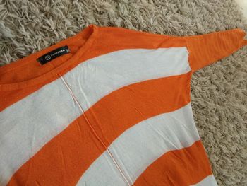 Pull fin orange et blanc T36/38