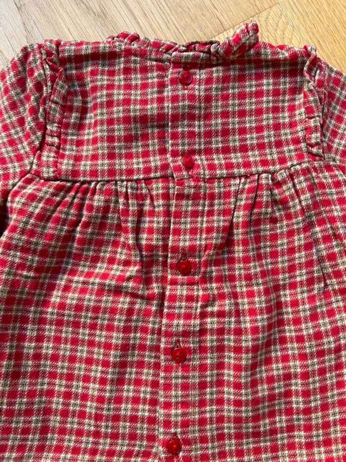 Ensemble tunique/chemisier carreaux volanté et legging velours bébé fille - photo numéro 6