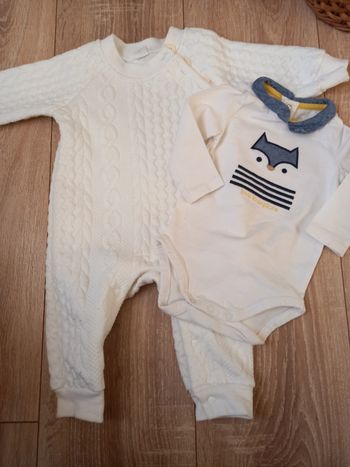 Ensemble 6 mois 1 combinaison blanche + 1 bodi