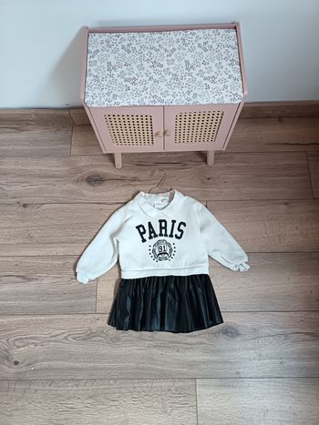 Robe col Zara 18/24 mois Paris bi-matière