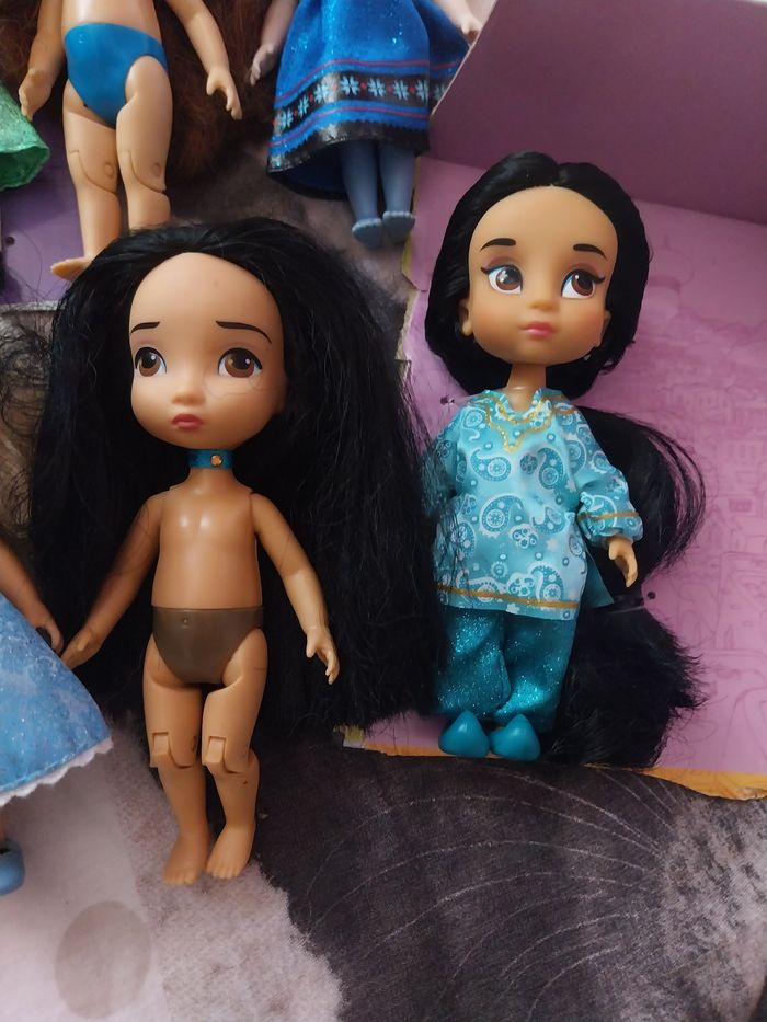 Lot 6 poupées miniatures Animators Princesses Disney Tiana Jasmine - photo numéro 3