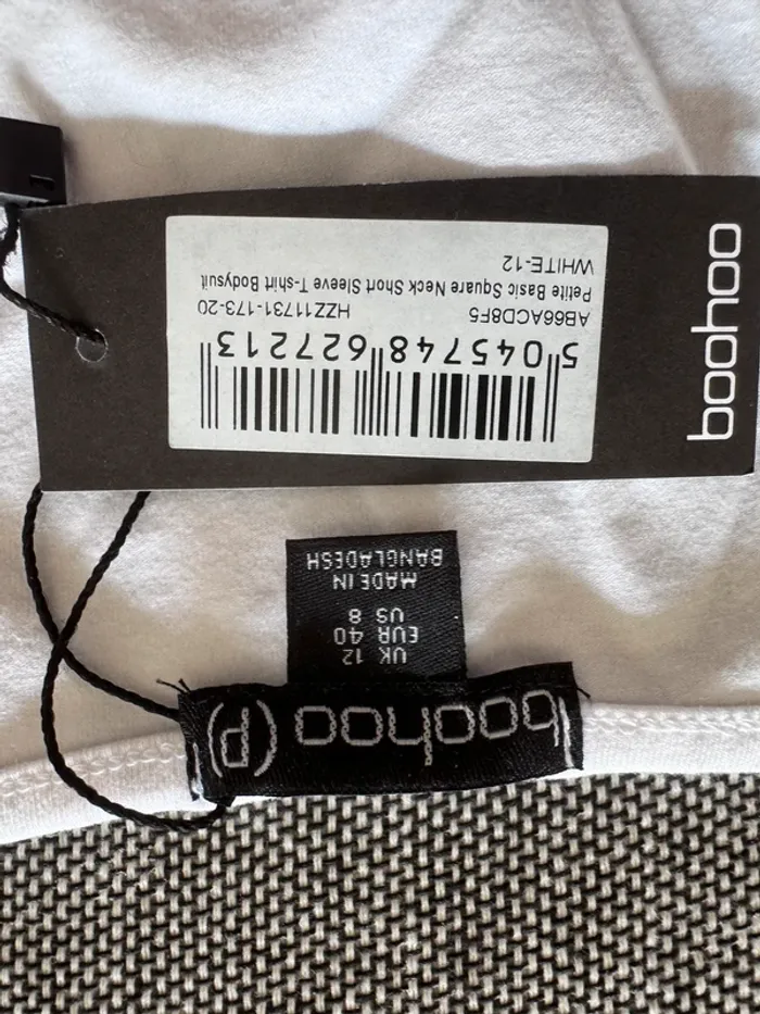Body manches longues Boohoo Petite – Encolure dégagée – Blanc – Taille 40 – Neuf - photo numéro 6