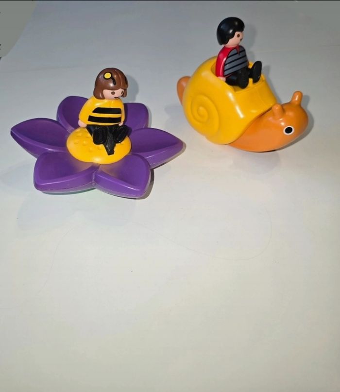 123 playmobil lot fleur à bascule 6756 et escargot à bascule 6755 complets