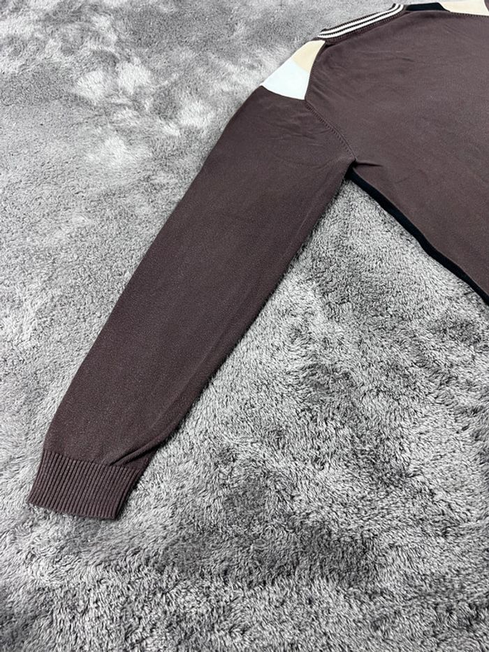 Pull Sweat col V Vintage Airness Marron Beige à Losanges 100% Coton Taille XL - photo numéro 15