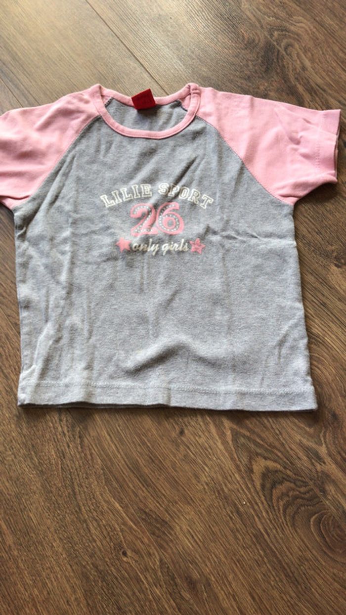 Tee-shirt gris et rose 4 ans