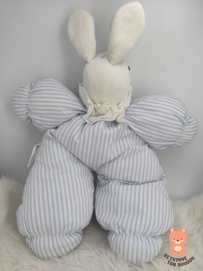Doudou Lapin blanc rayé bleu Ateliers du Moulin Roty - photo numéro 2