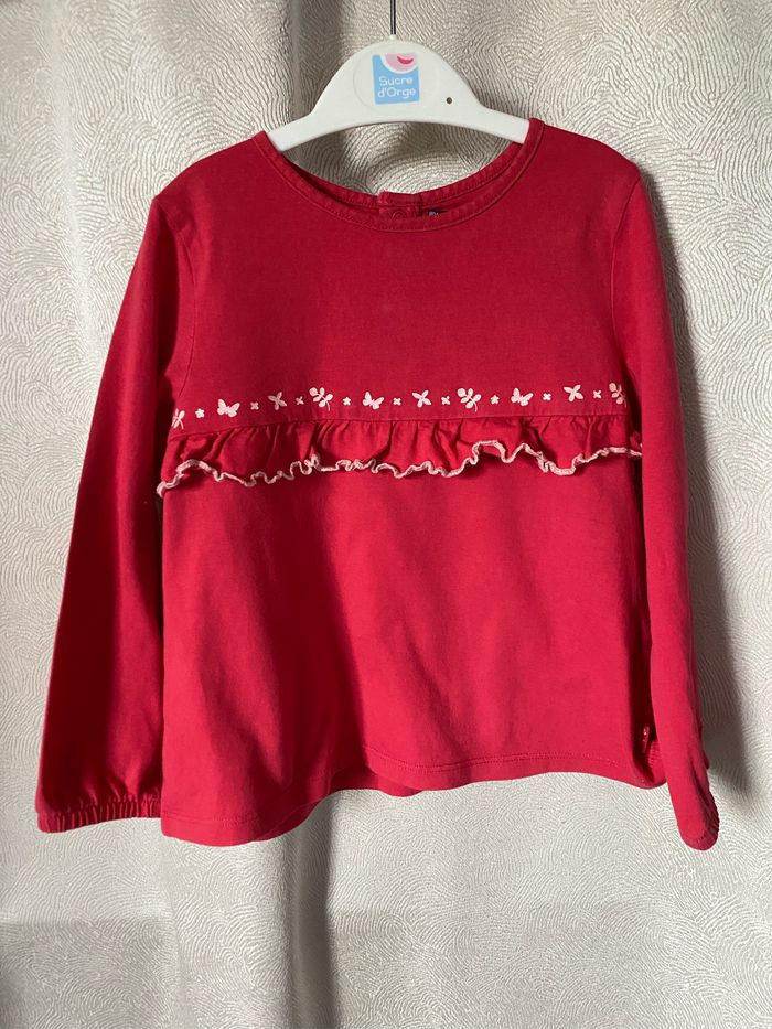 T-shirt tunique framboise papillons pailletés 4 ans Sergent Major