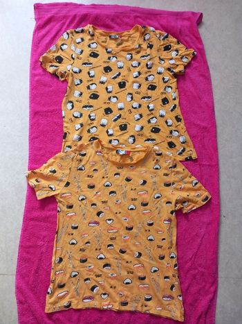 Lot de 2 tee-shirts hamster 🐹 et sushi 🍣