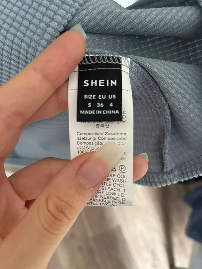 Robe salopette en velours côtelé , bleu clair, SHEIN, S - photo numéro 6