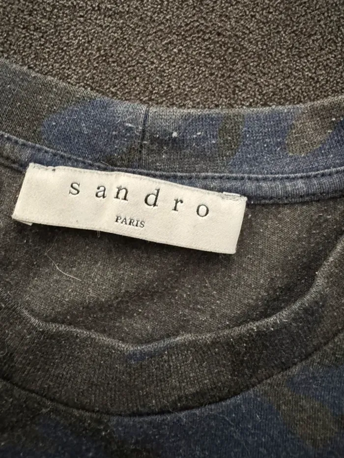 T-shirt manches courtes Sandro camouflage noir et bleu homme - photo numéro 4