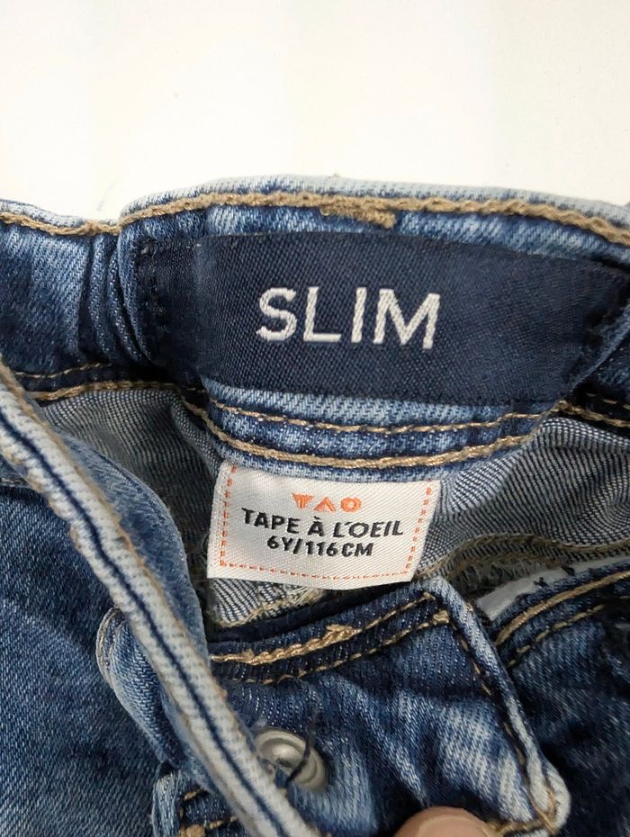 Jean slim TAO (Tape à l'œil) - 6 ans - Style "destroy" & Taille élastiquée - photo numéro 4
