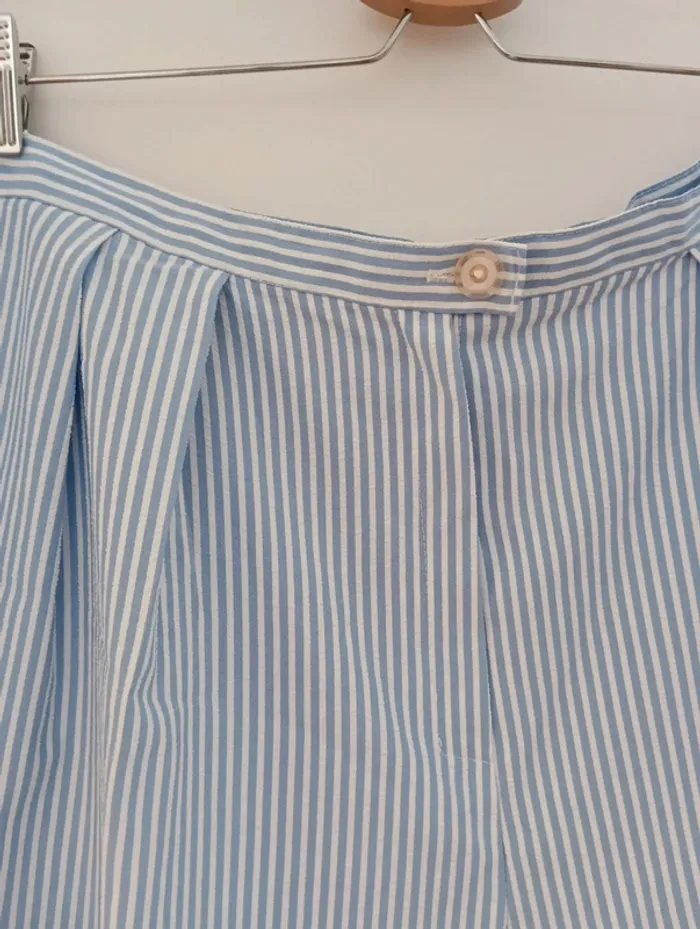 Bermuda vintage fluide rayures Bleu/blanc - photo numéro 2