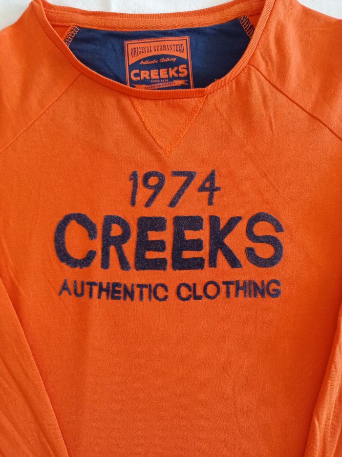 Pull manches longues couleur orange voir photos taille 8 ans marque . original .guaranteed .creeks - photo numéro 2