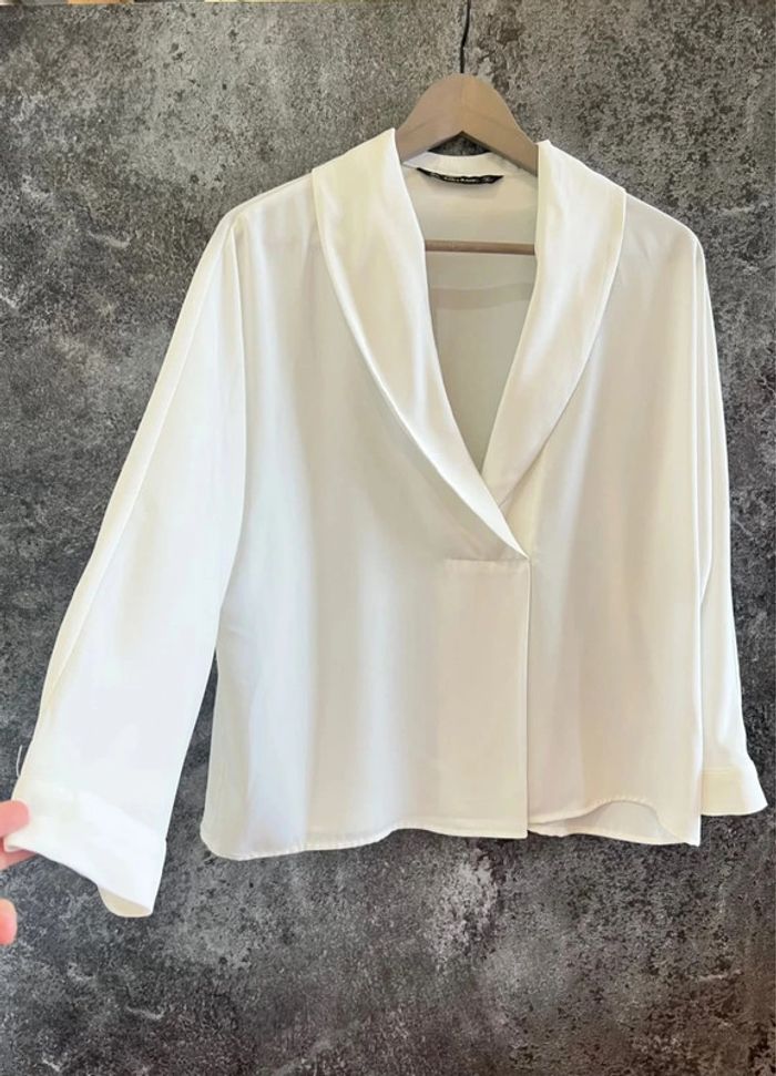 Blouse blanche femme Zara taille S Blusa blanca mujer Camicetta bianca donna Weiße Bluse Damen