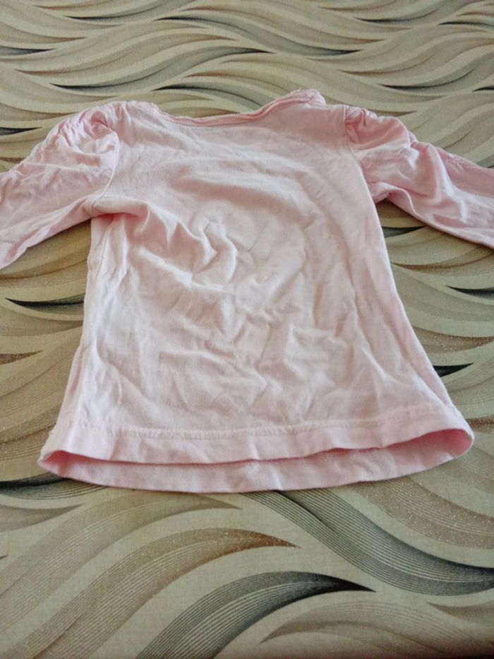 T-shirt manches longues rose motif fleur et cœur 36 mois Kids Graffiti - photo numéro 6