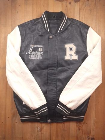 Veste teddy bicolore vintage - Meetmn 95 – Homme – Taille XL full broderie (708)