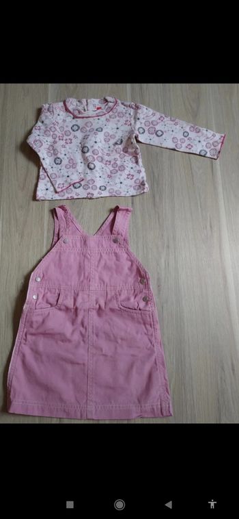 Ensemble fille robe rose obaibi 12 mois t-shirt fleurs Liberty de marque ELLE 12 mois