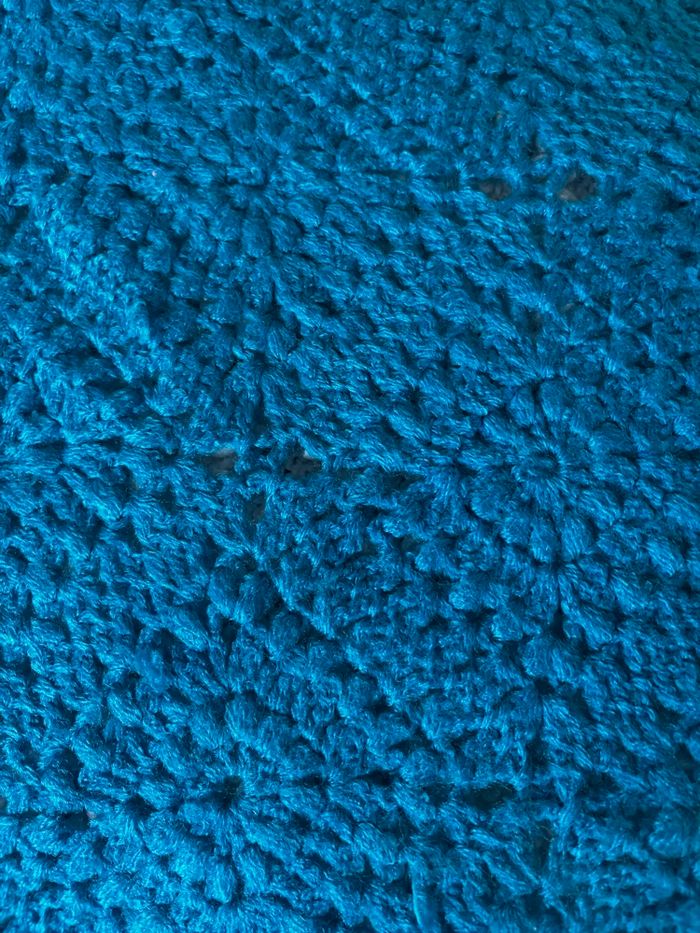 Vintage couverture granny crochet bleu - photo numéro 6