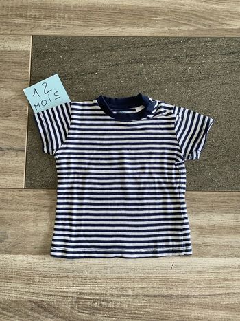 Tee-shirt Marine et blanc 12 mois