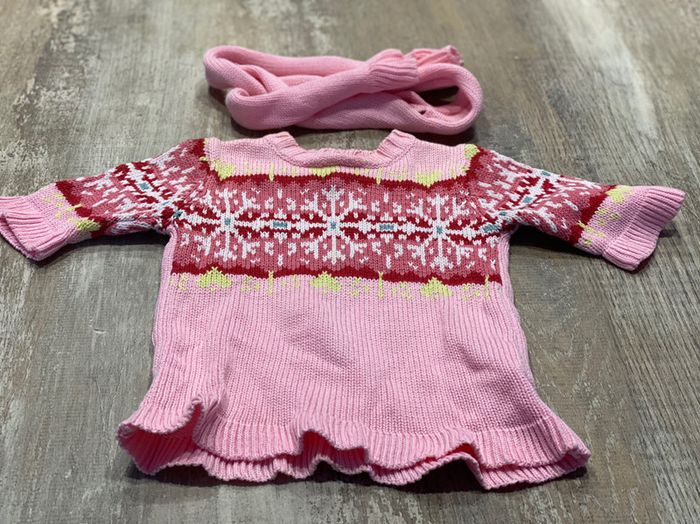 Gilet laine + écharpe bébé fille 1 mois vêtements - photo numéro 4