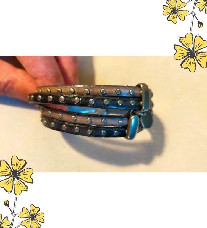 Bracelet multi-tours en cuir clouté – Collection Terres d’Ailleurs - photo numéro 6