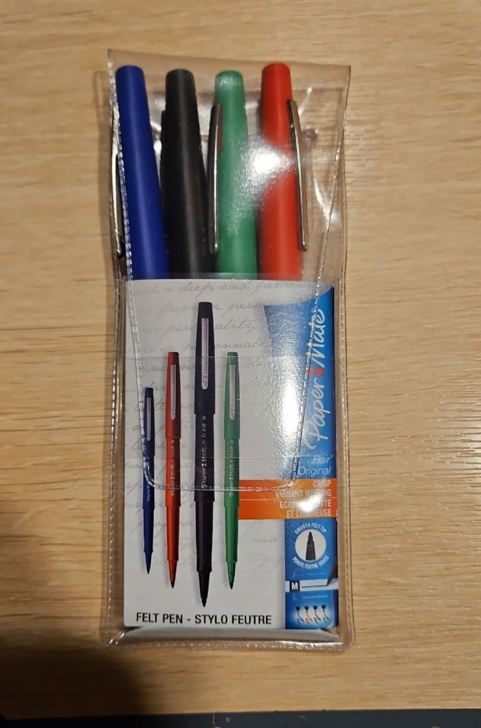 Paper Mate 4 stylos-feutres bleu noir rouge vert - photo numéro 2
