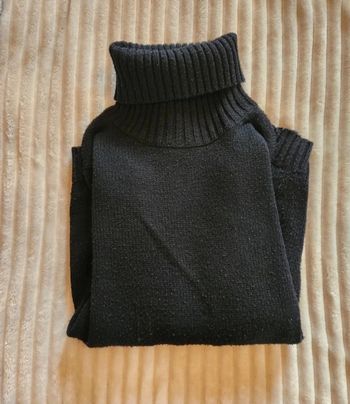 Pull col roulé noir – Maille douce – Taille 40 – Bon état