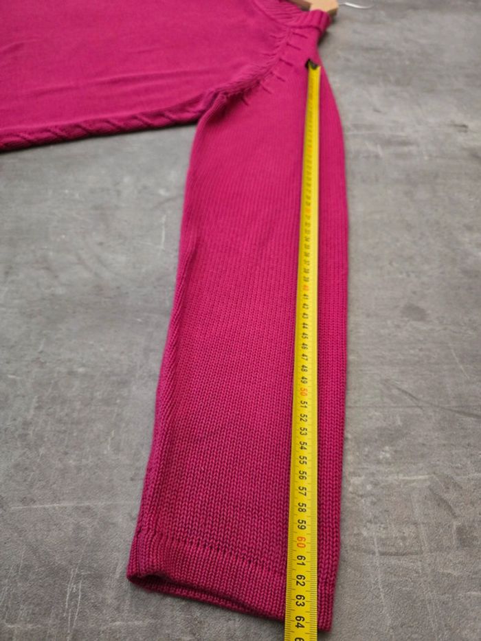 Pull Long Island fuchsia torsadé XL col montant / tendance vibrant - photo numéro 8