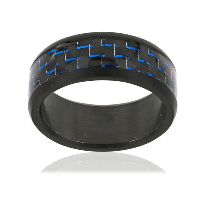 Bague acier carbone bleu - photo numéro 8