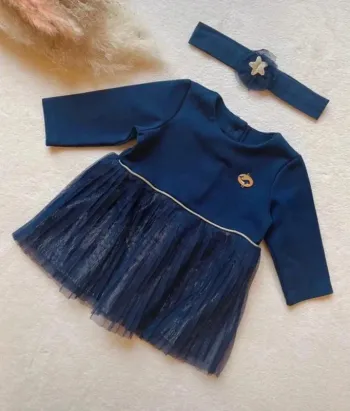 Ensemble robe bleu marine + bandeau assorti 3 mois - Sergent Major