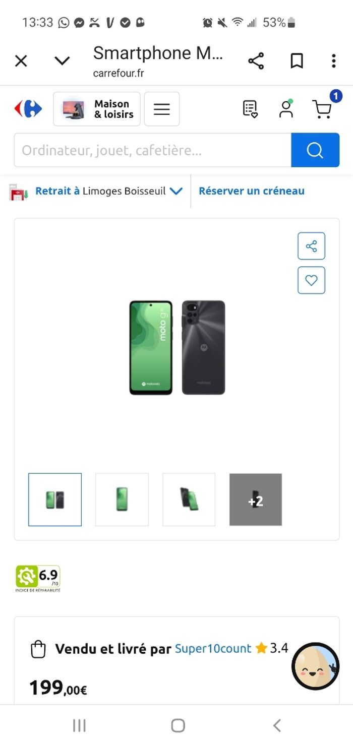 Téléphone portable MOTOROLA G22 64GO Neuf jamais ouvert. - photo numéro 5
