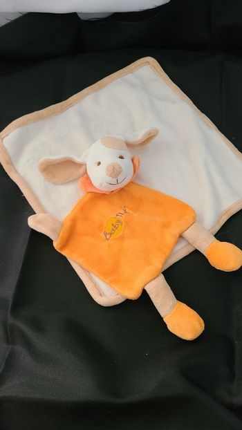 Doudou plat carré chien orange BABY NAT
