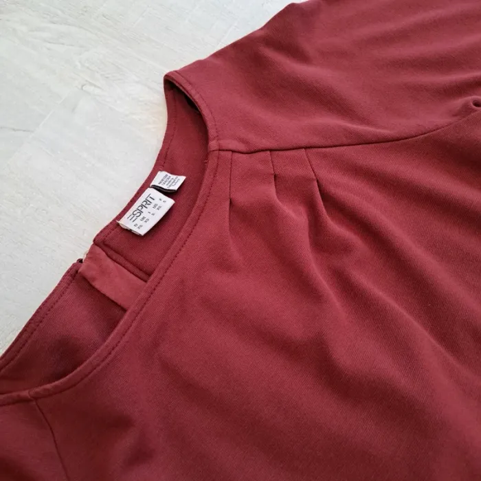 Robe basique - Esprit - Bordeaux - taille S - manches 3/4 - 100% coton - photo numéro 3