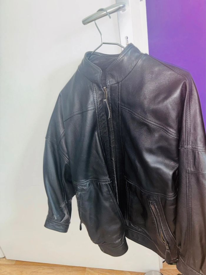 Manteau mixte en cuir d’agneau véritable – Taille S/M - photo numéro 4