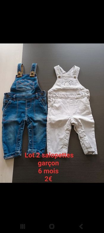 Lot 2 salopettes garçon 6 mois